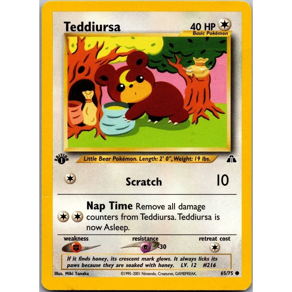 Pokemon‎ Teddiursa 1st Edition Neo Discovery 65/75 Common 2001 WOTC HP